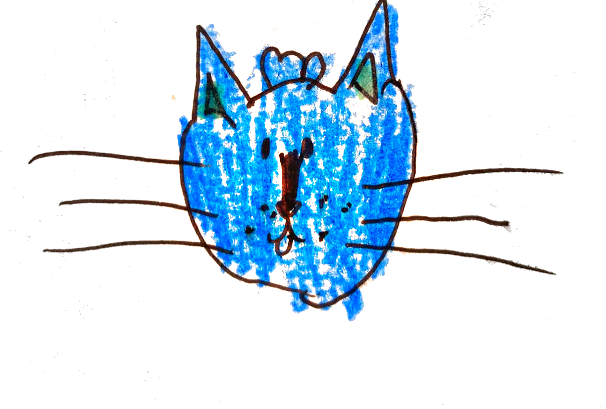 Blue Cat, an original drawing by Mila, age seven
