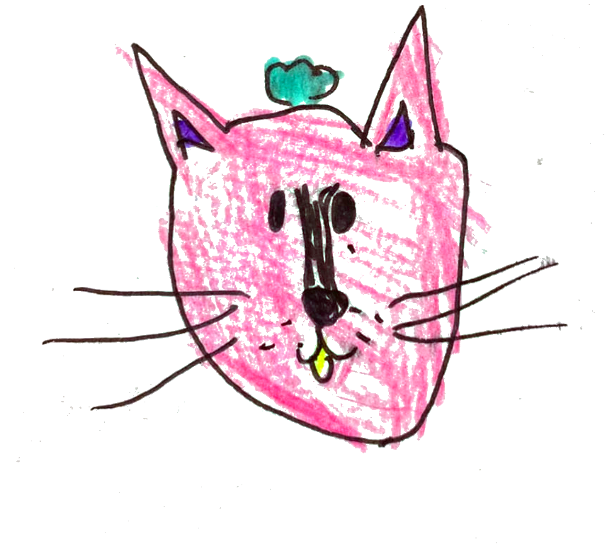 Mila's original pink cat drawing