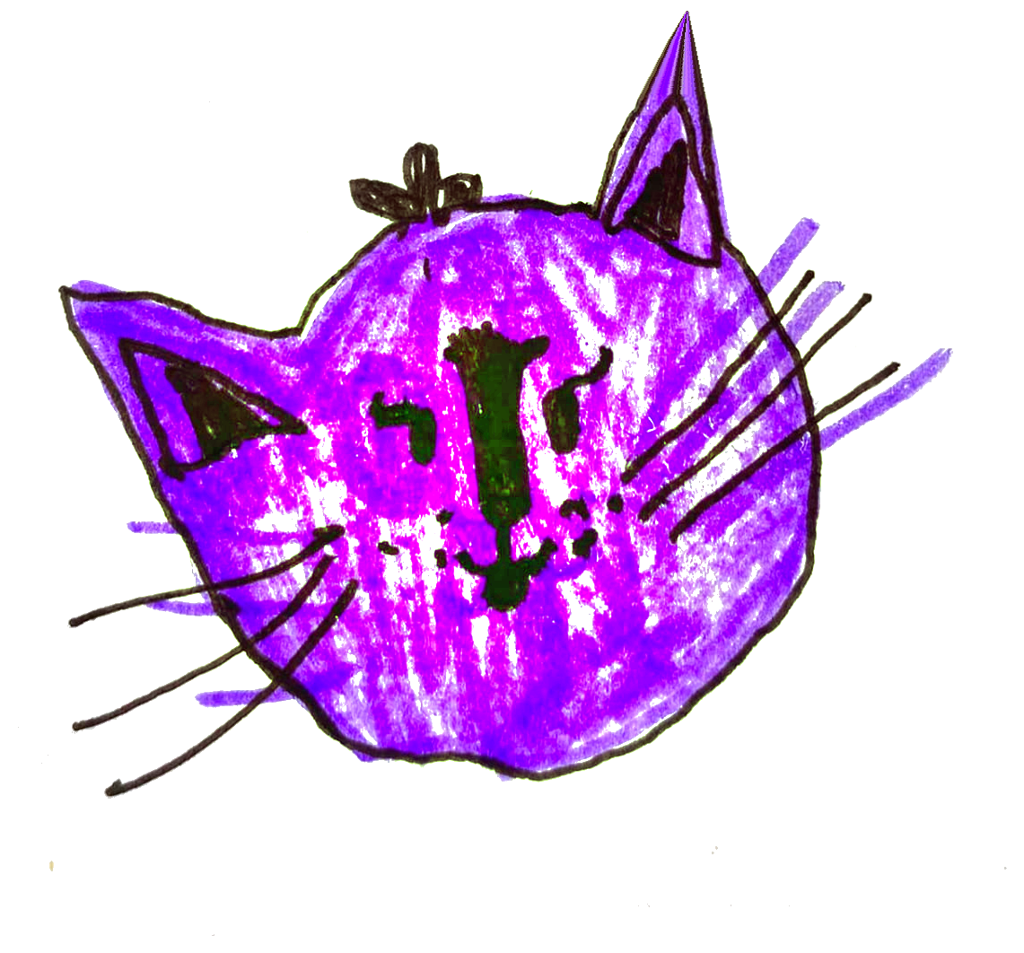Purple Cat, an original drawing by Mila, age seven